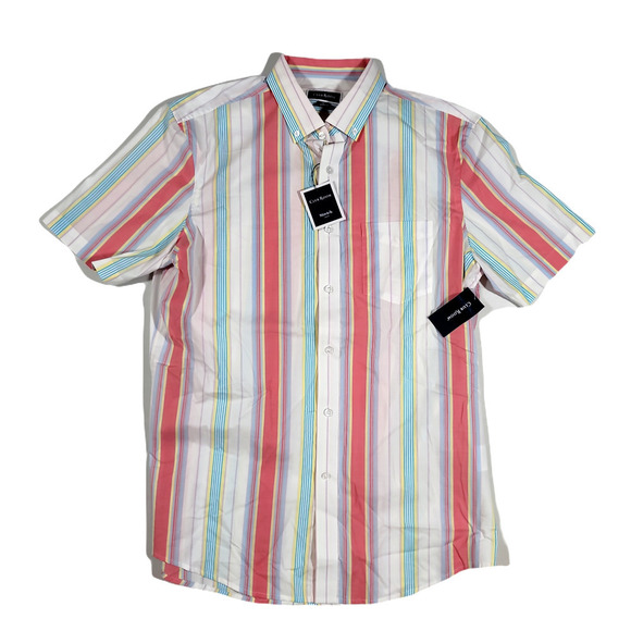 Club Room Sunrise Fade Striped Poplin Shirt‎ White Multi - Picture 1 of 5
